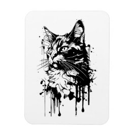 Imán Splash de gato negro y blanco