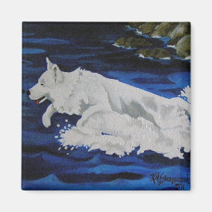Imán Splash White German Shepherd Dog Magnet