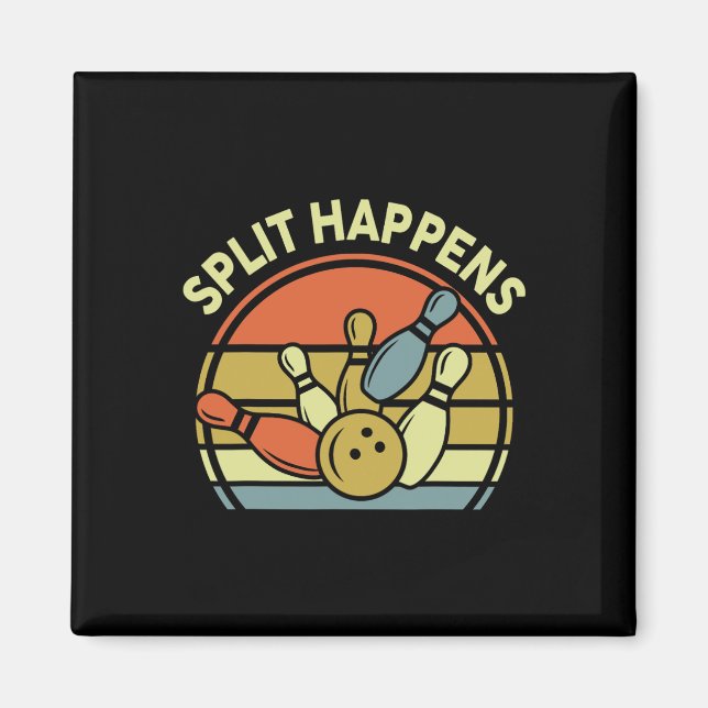 Imán Split Happens Bowling-shirt Funny Vintage Dad (Frente)