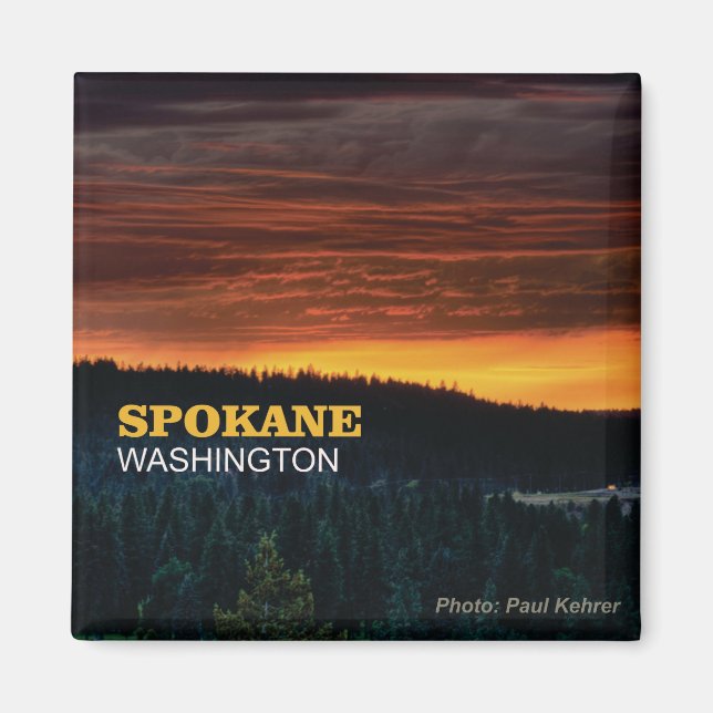 Imán Spokane Washington Souvenir Photo Fridge Magnet (Frente)