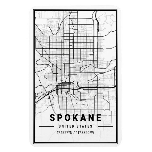 Imán Spokane Washington USA Travel City Map (Vertical)