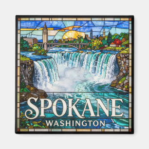 Imán Spokane Washington Vidriera Urbana 🌊