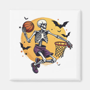 Imán Spookon Skeleton Dunking Basketball Graveyard