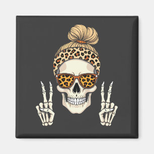 Imán Spookon Skeleton Skull Leopard Halloween Mom