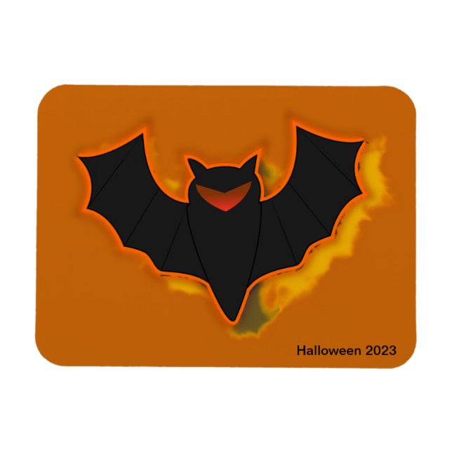 Imán Spooky Bat Halloween Photo Magnet | Tema Naranja (Horizontal)