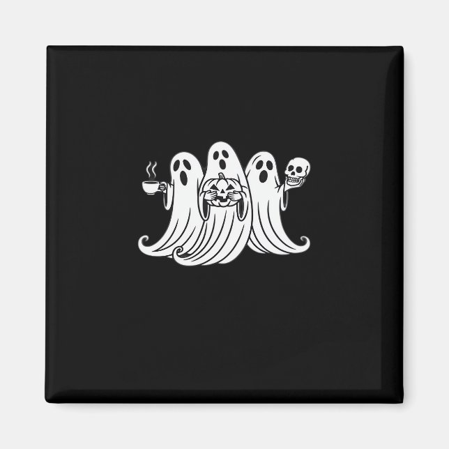 Imán Spooky Coffee Sipping Pumpkin Holding (Frente)