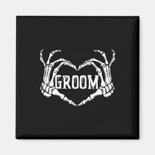 Imán Spooky Groom Skeleton Hands Halloween Engagement W