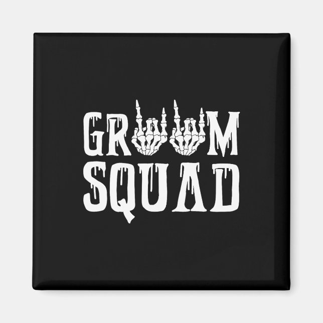Imán Spooky Groom Squad Boda gótico Halloween Bachel (Frente)
