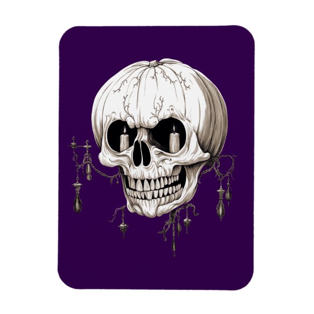 Imán Spooky Halloween Melting Cranium With Bat Imagery  (Vertical)