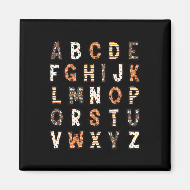 Imán Spooky Halloween Teachet Alphabet (Frente)