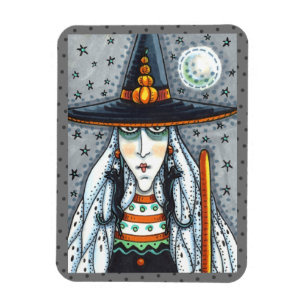 IMÁN SPOOKY HALLOWEEN WITCH, USANDO JOYAS DE GATO NEGRO
