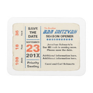 Imán Sports Star Bar Mitzvah Save the Date Card Blue
