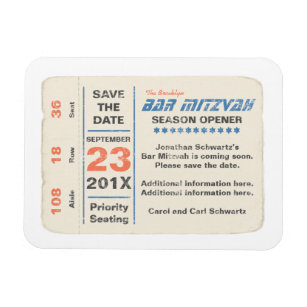 Imán Sports Star Bar Mitzvah Save the Date Card Blue