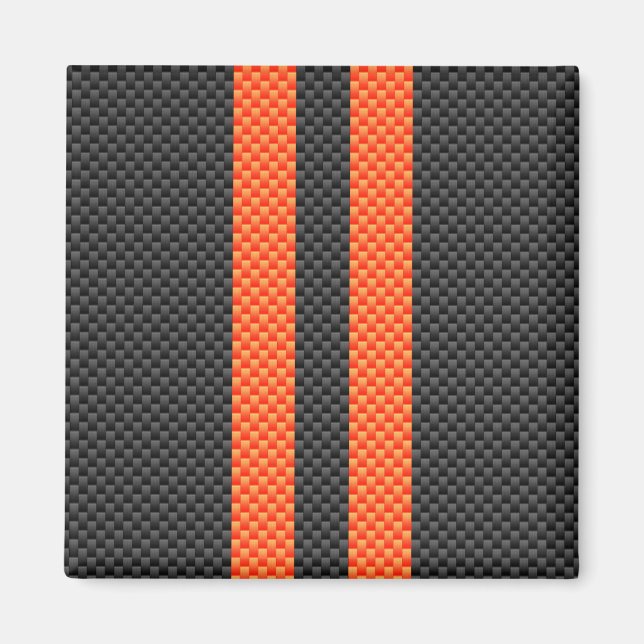 Imán Sporty Vibrant Naranja Stripes Carbon Fiber Style (Frente)