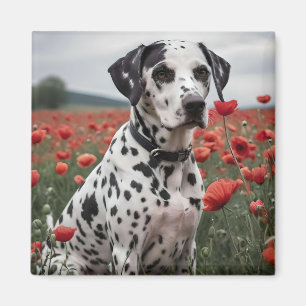 Imán **"Spots of Joy: Dalmatian in a Red Poppy Field"**