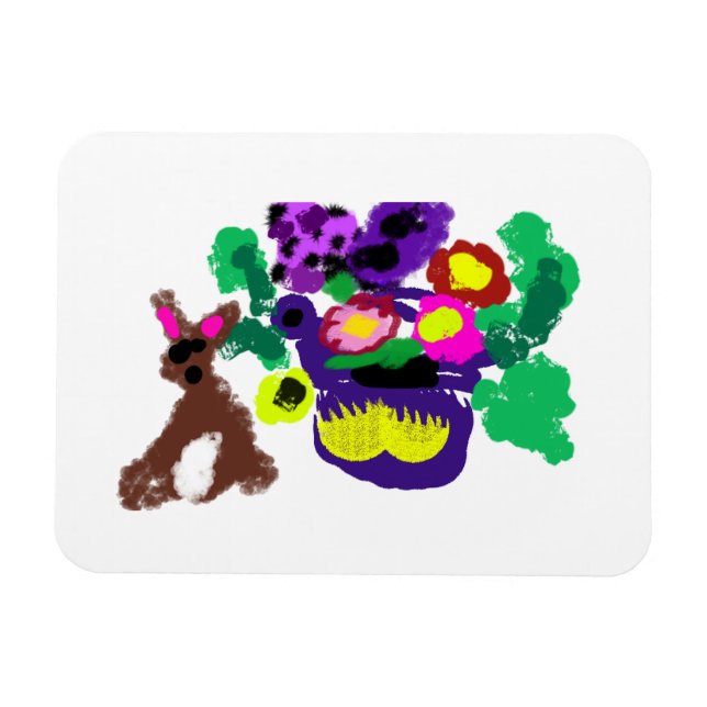 Imán Spring flowers Rabbit joy (Horizontal)