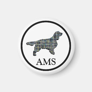 Imán Springer Spaniel Cute Mascota Perro Silhouette Y&B