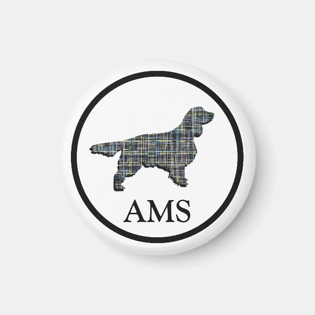 Imán Springer Spaniel Cute Mascota Perro Silhouette Y&B (Frente)