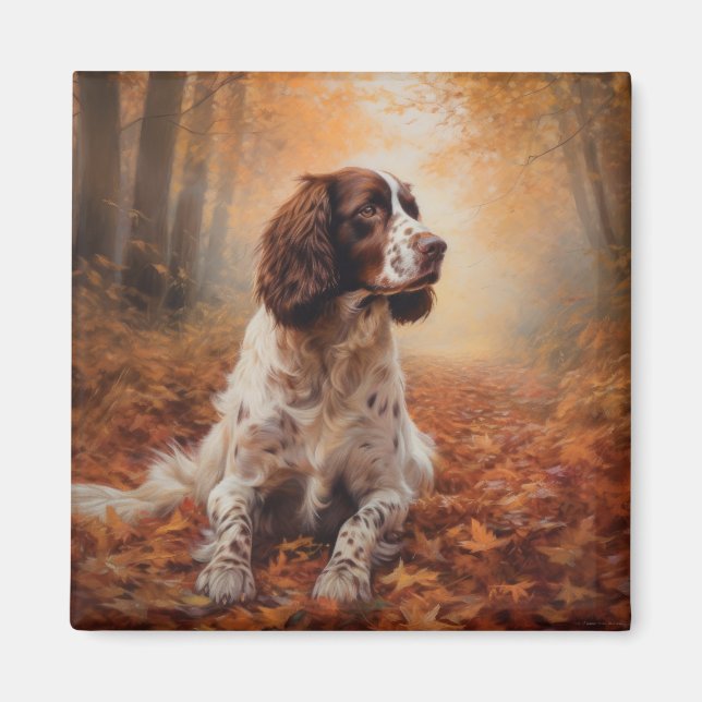 Imán Springer Spaniel en otoño se inspira en las hojas  (Frente)