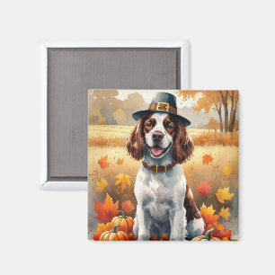 Imán Springer Spaniel Entre Hojas de Otoño Arte de Acci