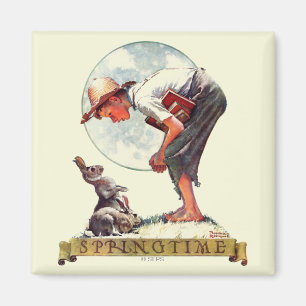 Imán Springtime, muchacho 1935 con el conejito