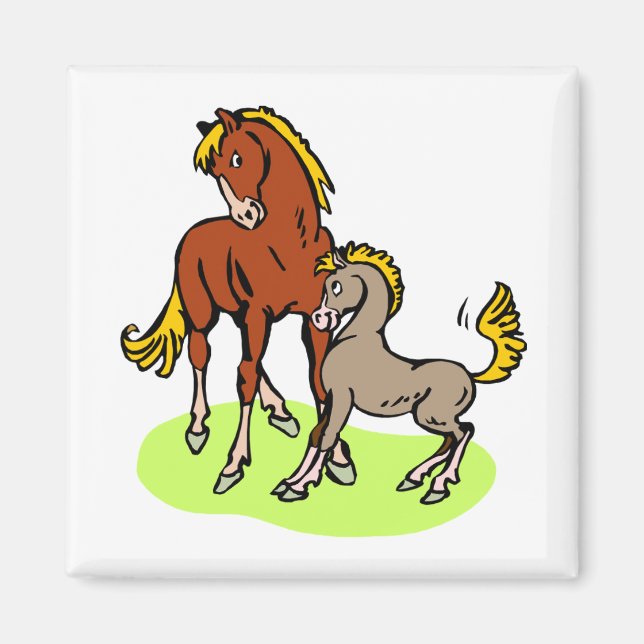 Imán Spunky Mare Foal Cute Personalizado equino Tema (Frente)
