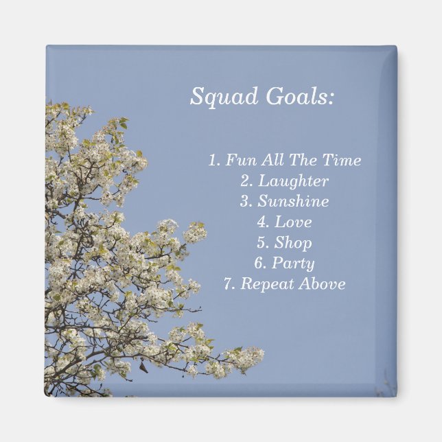 Imán Squad Goals, Fun, Fiesta, Love, Guay Magnet (Frente)