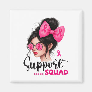 Imán Squad Messy Bun Chica Cáncer De Mama Rosa Wa