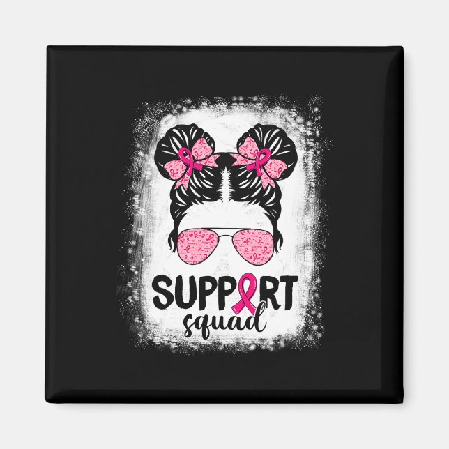 Imán Squad Messy Bun Guerrero Rosa Cáncer de Mama (Frente)
