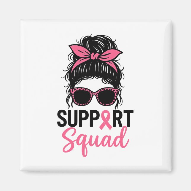Imán Squad Messy Bun Guerrero Rosa Cáncer de Mama (Frente)
