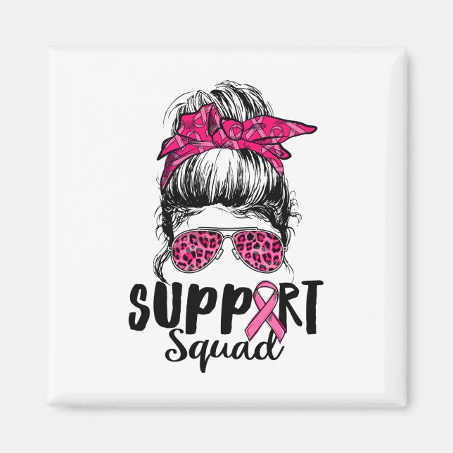 Imán Squad Messy Bun Guerrero Rosa Cáncer de Mama (Frente)