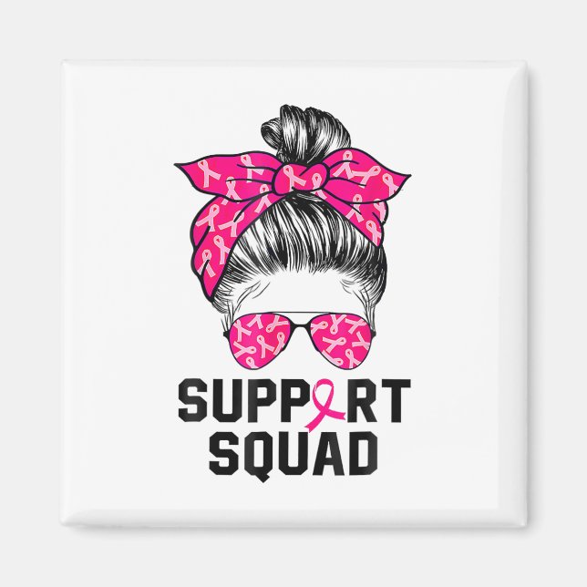 Imán Squad Messy Bun Guerrero Rosa Cáncer de Mama (Frente)