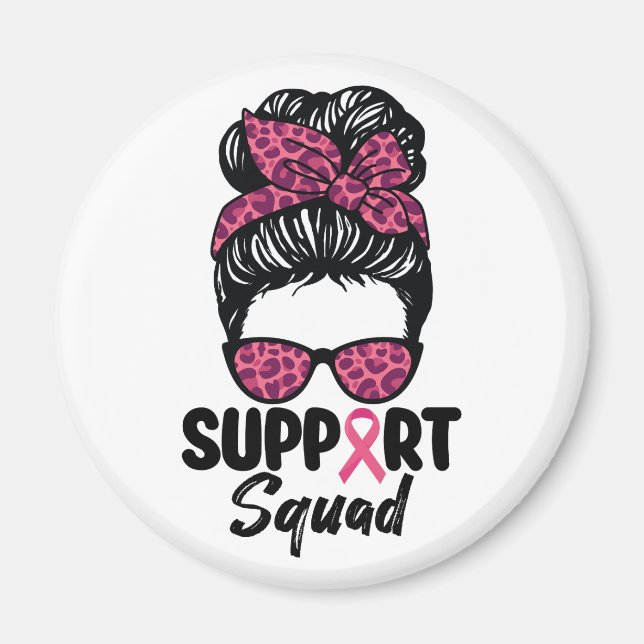 Imán Squad Messy Bun Guerrero Rosa Cáncer de Mama (Frente)