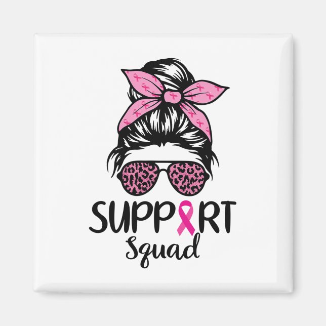 Imán Squad Messy Bun Leopard Pink Breast Cancer (Frente)