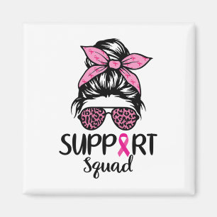 Imán Squad Messy Bun Leopard Pink Mama Cancer Awarene