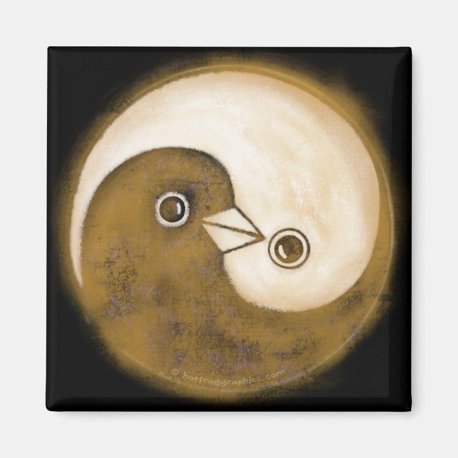 Imán SquareFridge Magnet con palomas de la paz YinYang  (Frente)