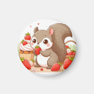 Imán Squirrel eating strawberry