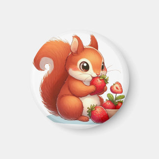 Imán Squirrel eating strawberry