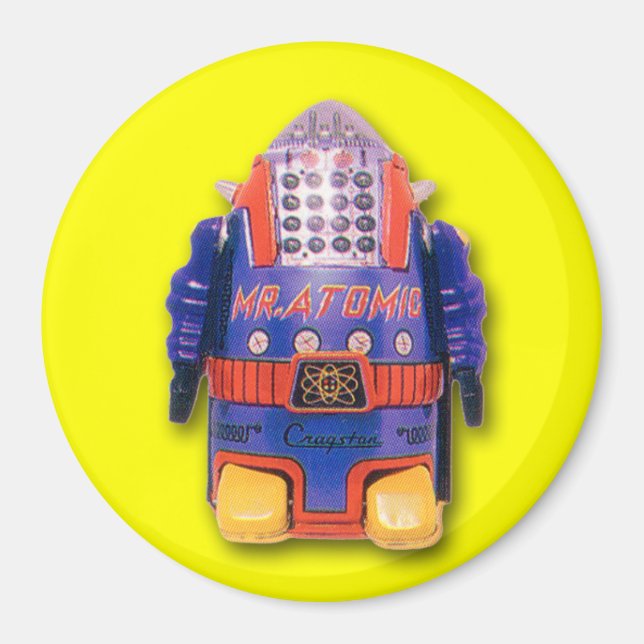 Imán Sr. Atomic Toy Robot Round Magnet (Frente)