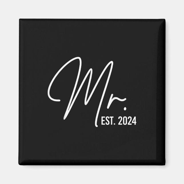 Imán Sr. Est. 2024 Boda recién casado Hubby Mr. (Frente)