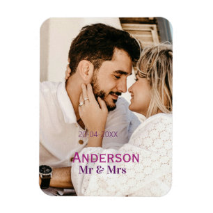 Imán Sr & Sra agregar nombre de familia foto fecha boda
