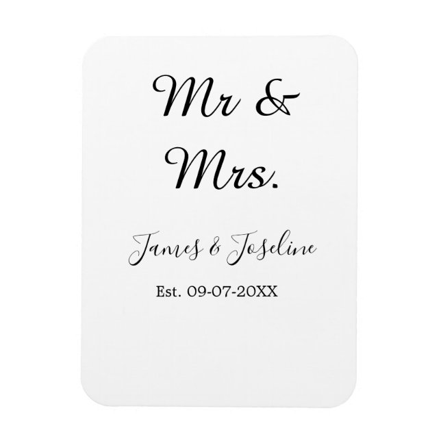 Imán Sr y Sra agregar nombre est. Fecha año bodas parej (Vertical)