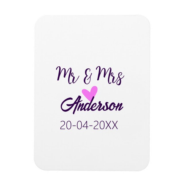 Imán Sr. y Sra. añada apellido fecha año de boda favor  (Vertical)