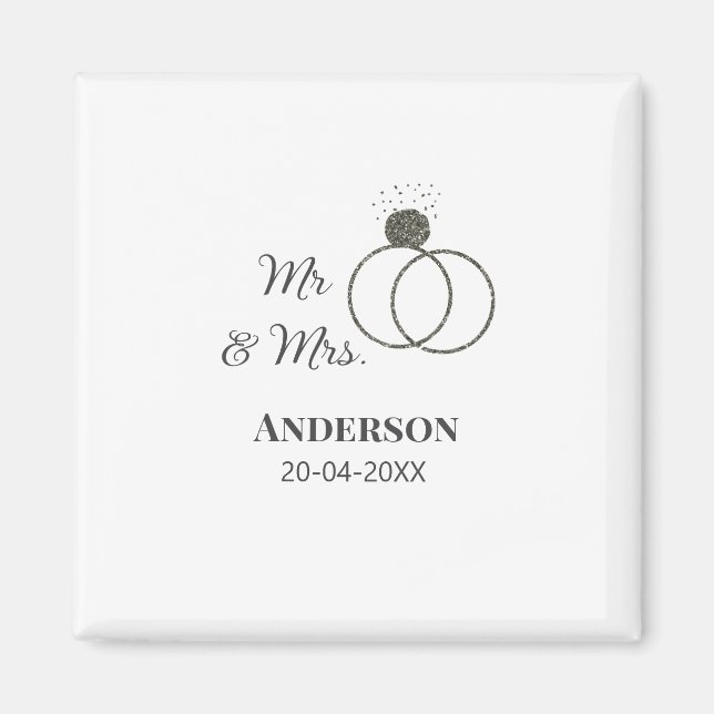 Imán Sr. y Sra. añada apellido fecha año de boda favor  (Frente)