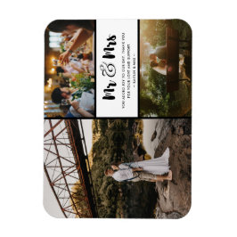 Imán Sr. y Sra. Gracias Collage de fotos Negro y Blanco