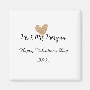 Imán Sr y Sra nombre feliz día de San Valentín corazón