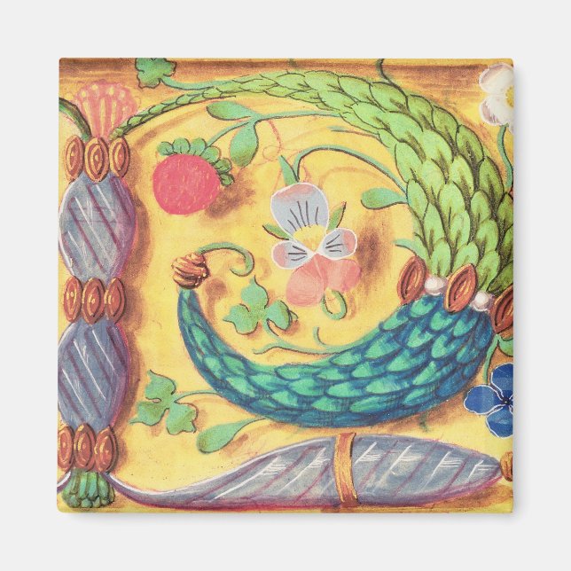 Imán Sra. 134 Letra ilustrada `P' decorada con flowe (Frente)