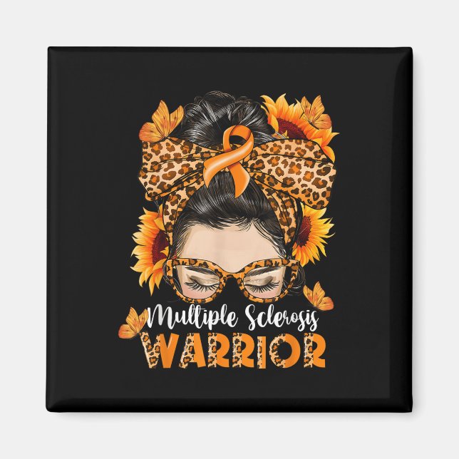 Imán Sra. Múltiple Esclerosis Warrior Awareness Naranja (Frente)