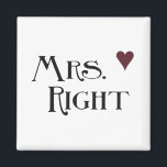 Imán Sra. Right<br><div class="desc">Sra. Derecha con corazón rojo romántico coqueteo divertido</div>