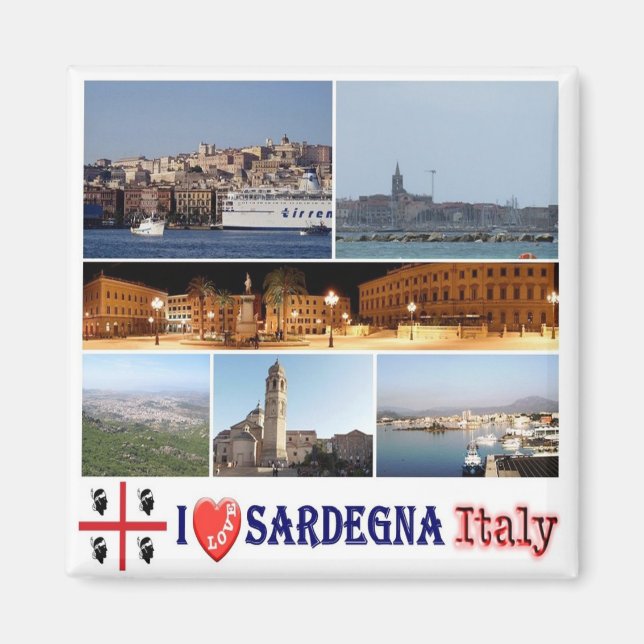 Imán SRD039 SARDINIA I Love, Mosaic, Italia, Fridge (Frente)